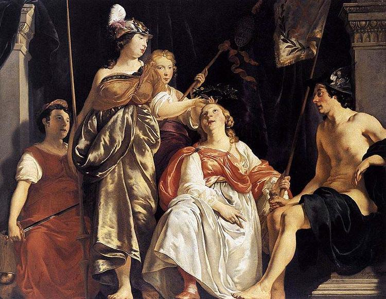 Abraham van den Tempel Minerva Crowns the Maid of Leiden oil painting image